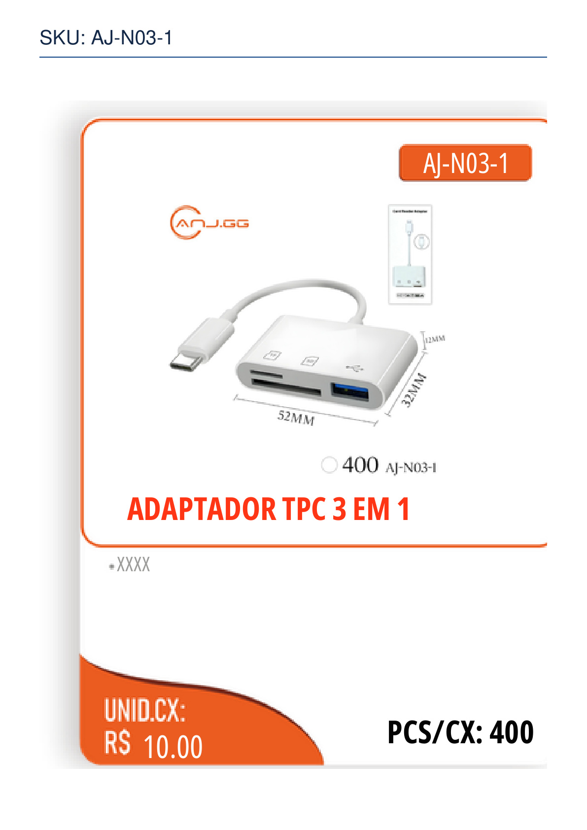 ADAPTADOR TPC 3 EM 1