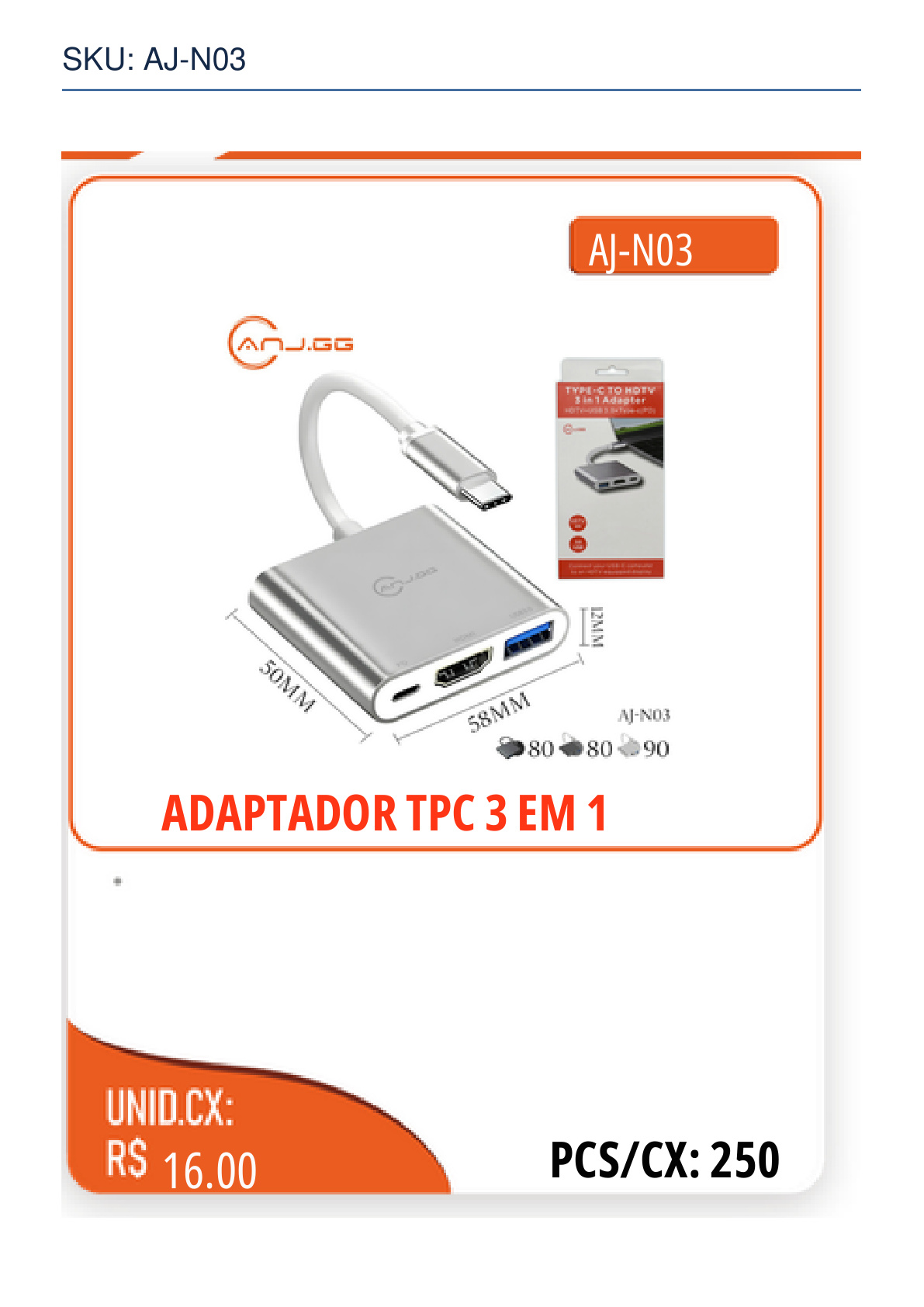 ADAPTADOR TPC 3 EM 1