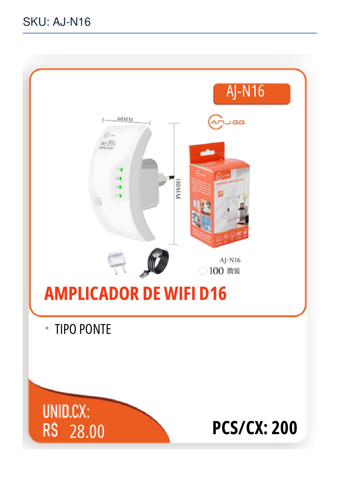 AMPLICADOR DE WIFI D16