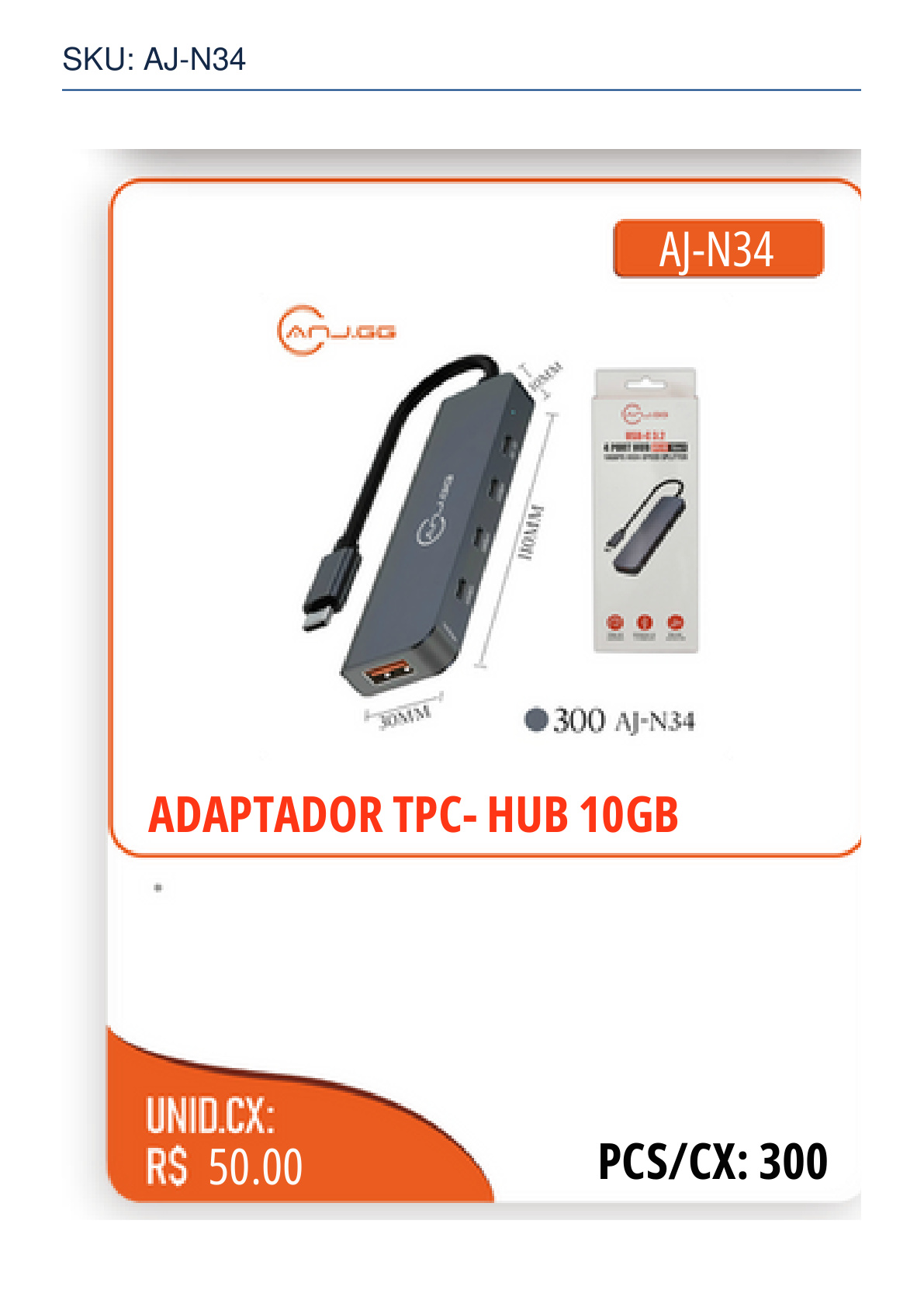 ADAPTADOR TPC- HUB 10GB