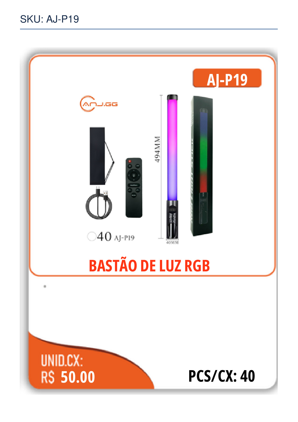 BASTÃO DE LUZ RGB