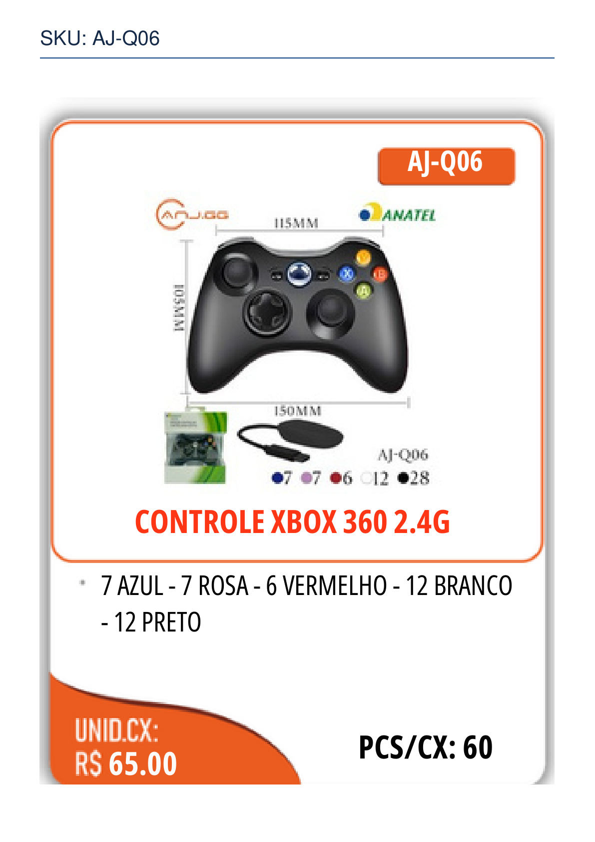 CONTROLE XBOX 360 2.4G
