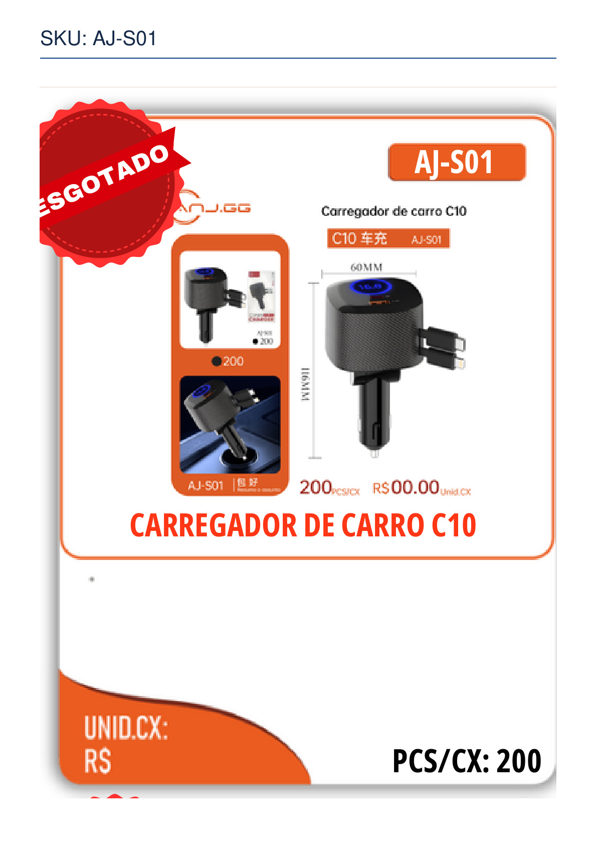 CARREGADOR DE CARRO C10