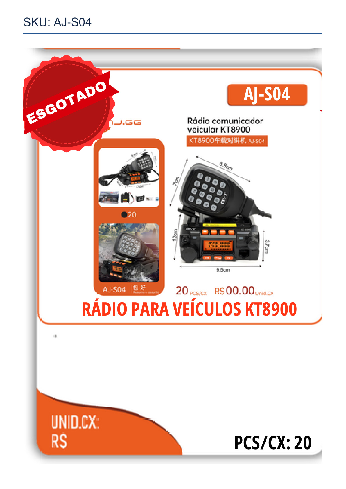 RÁDIO PARA VEÍCULOS KT8900