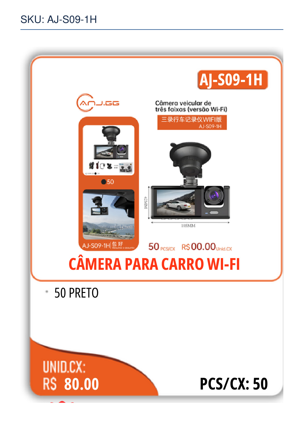 CÂMERA PARA CARRO WI-FI
