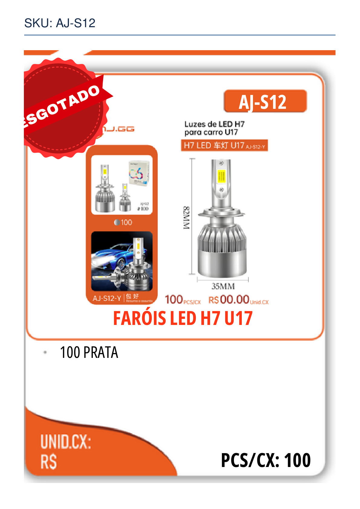 FARÓIS LED H7 U17