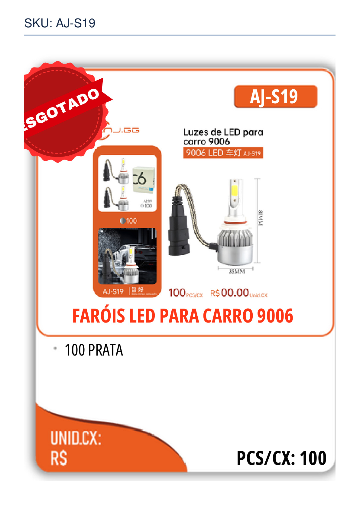 FARÓIS LED PARA CARRO 9006