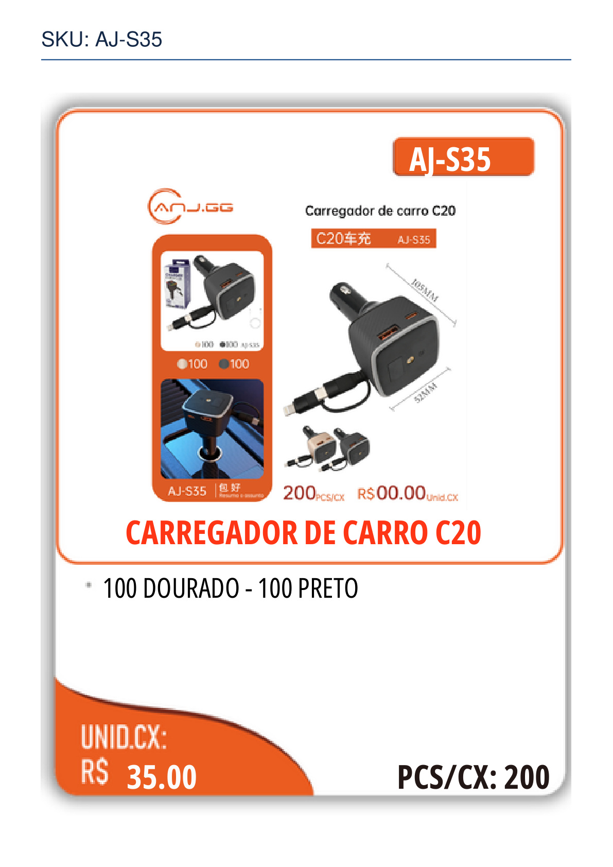 CARREGADOR DE CARRO C20