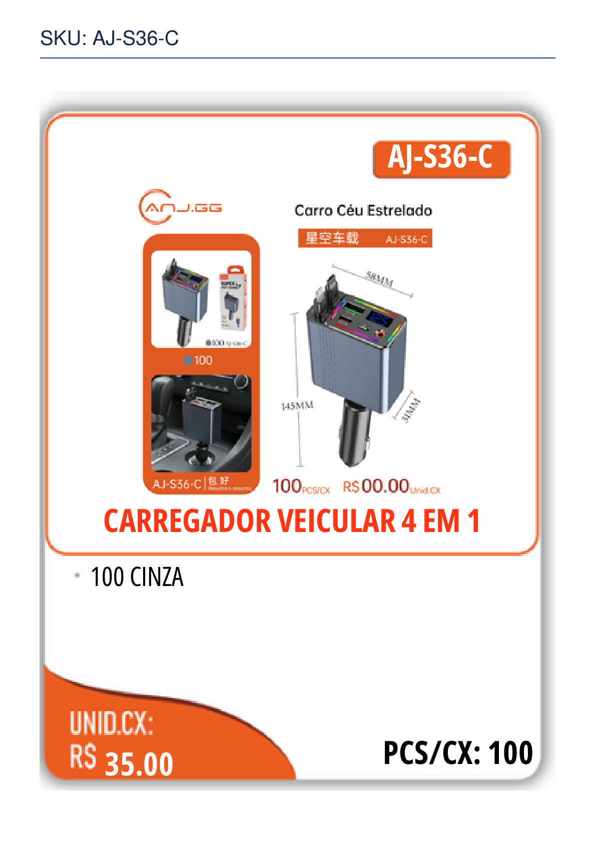CARREGADOR VEICULAR 4 EM 1