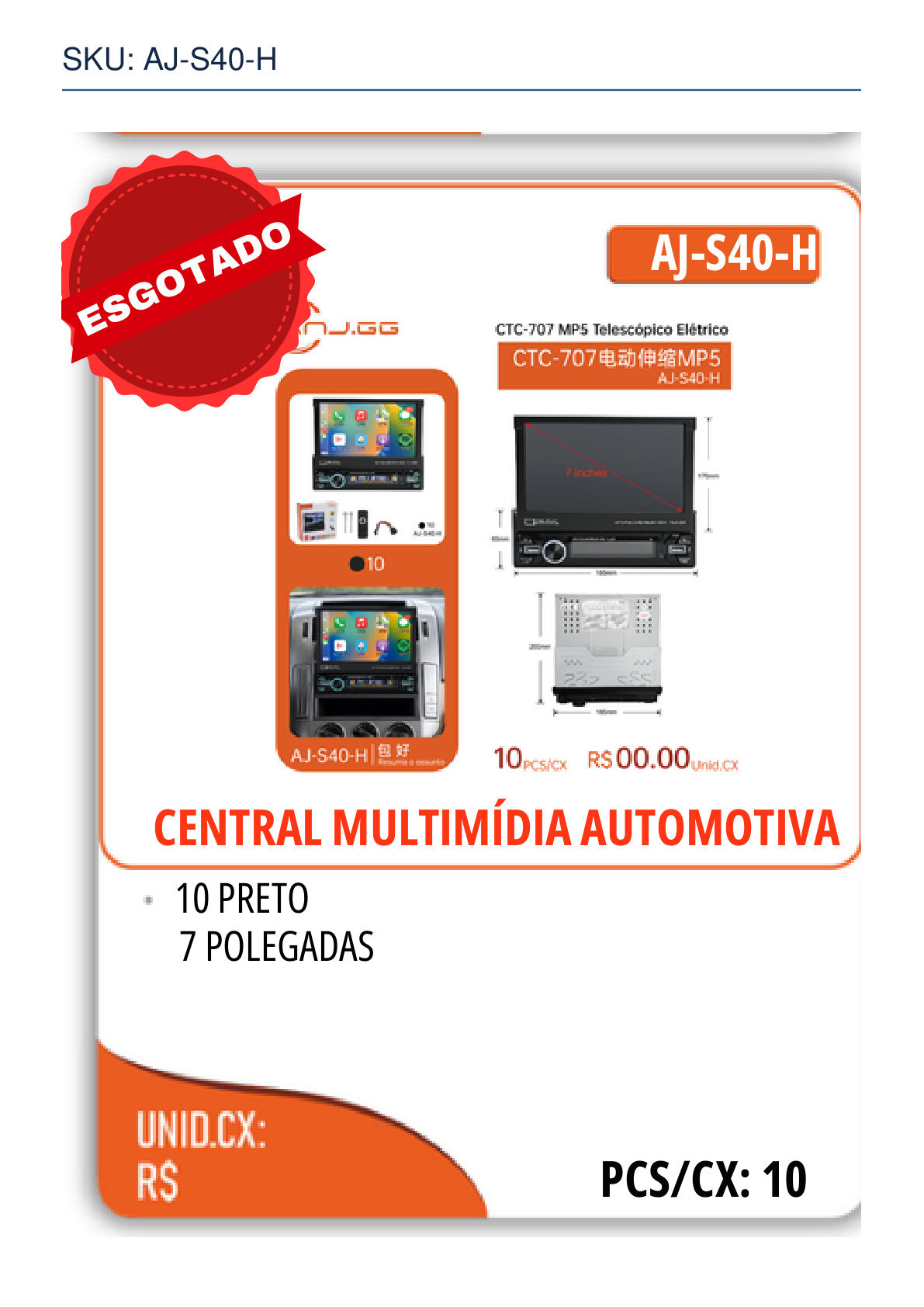 CENTRAL MULTIMÍDIA AUTOMOTIVA