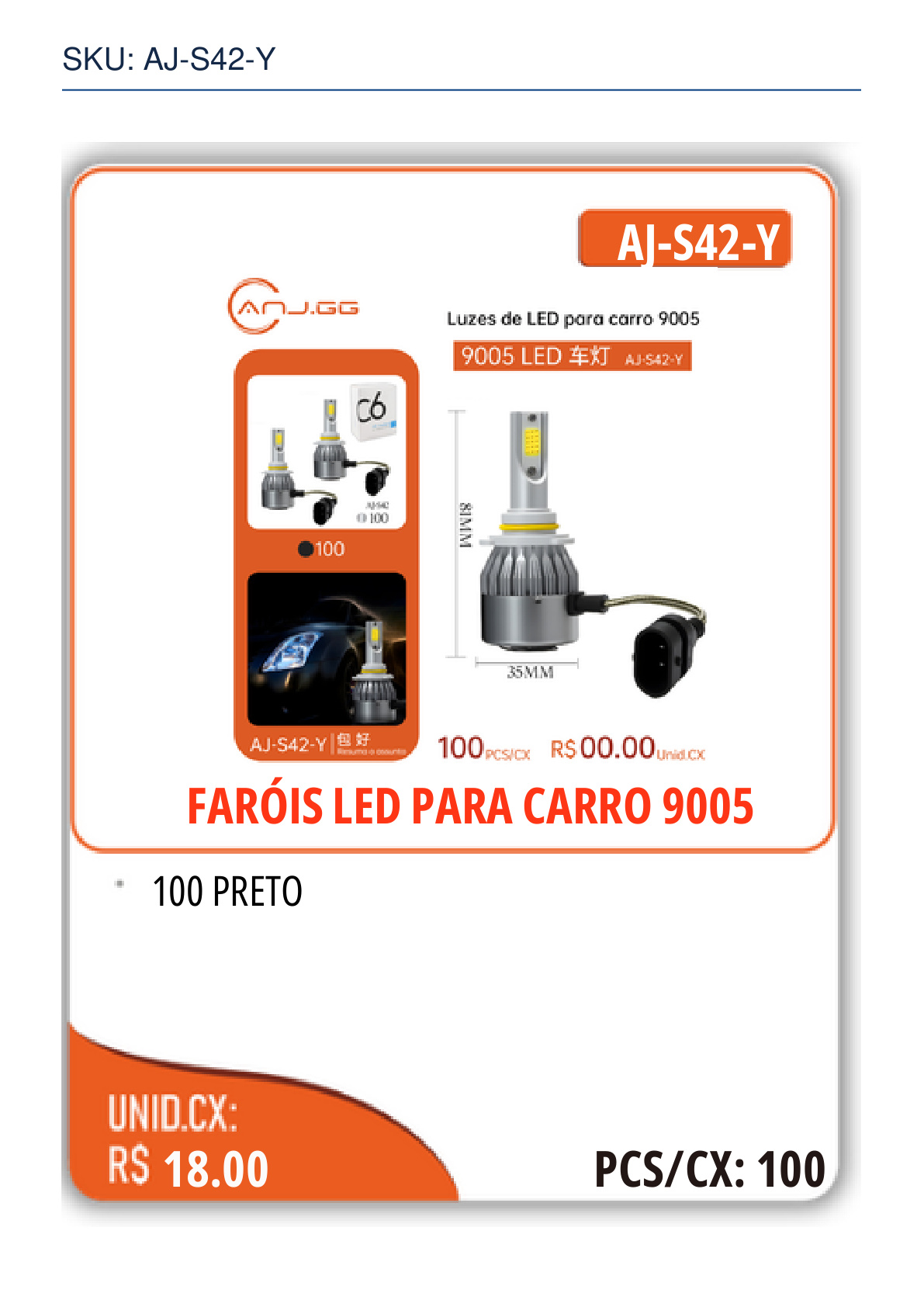 FARÓIS LED PARA CARRO 9005