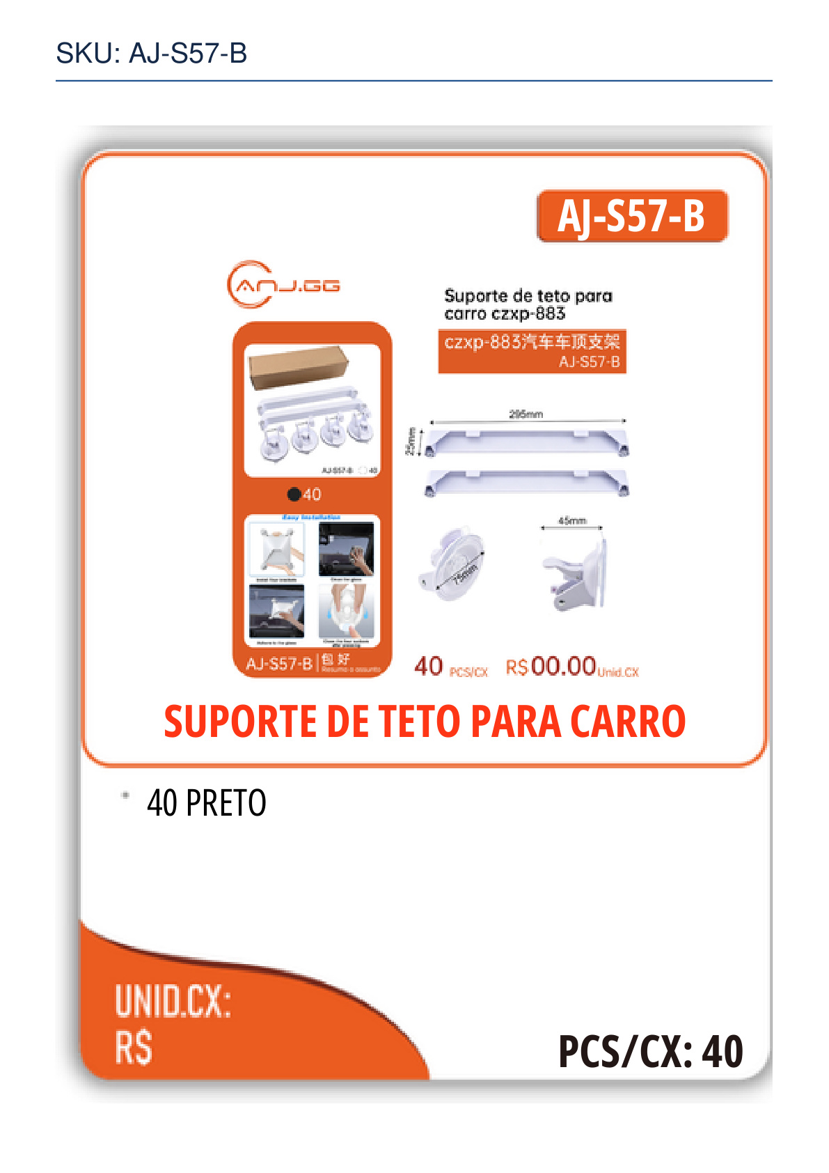 SUPORTE DE TETO PARA CARRO