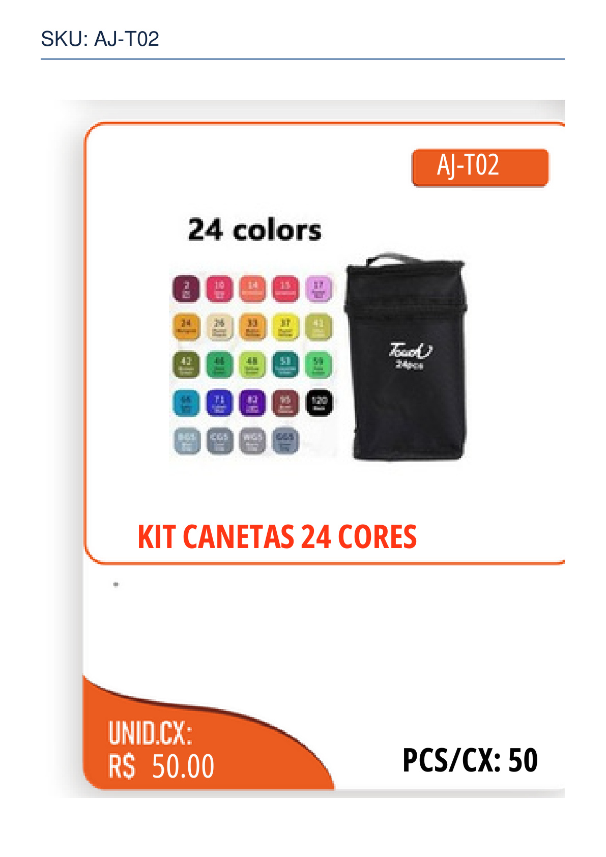 KIT CANETAS 24 CORES