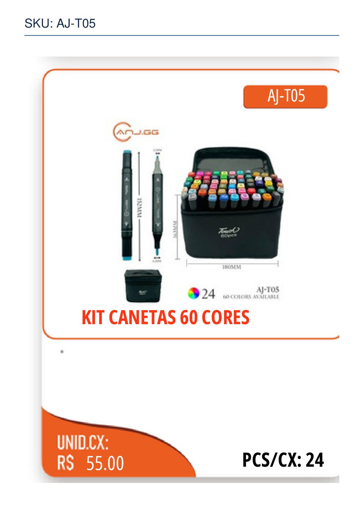 KIT CANETAS 60 CORES