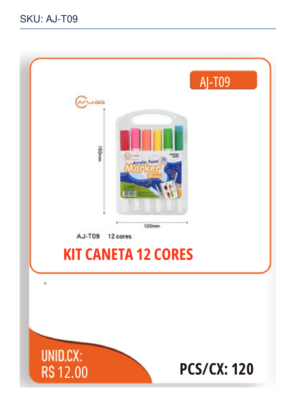 KIT CANETA 12 CORES