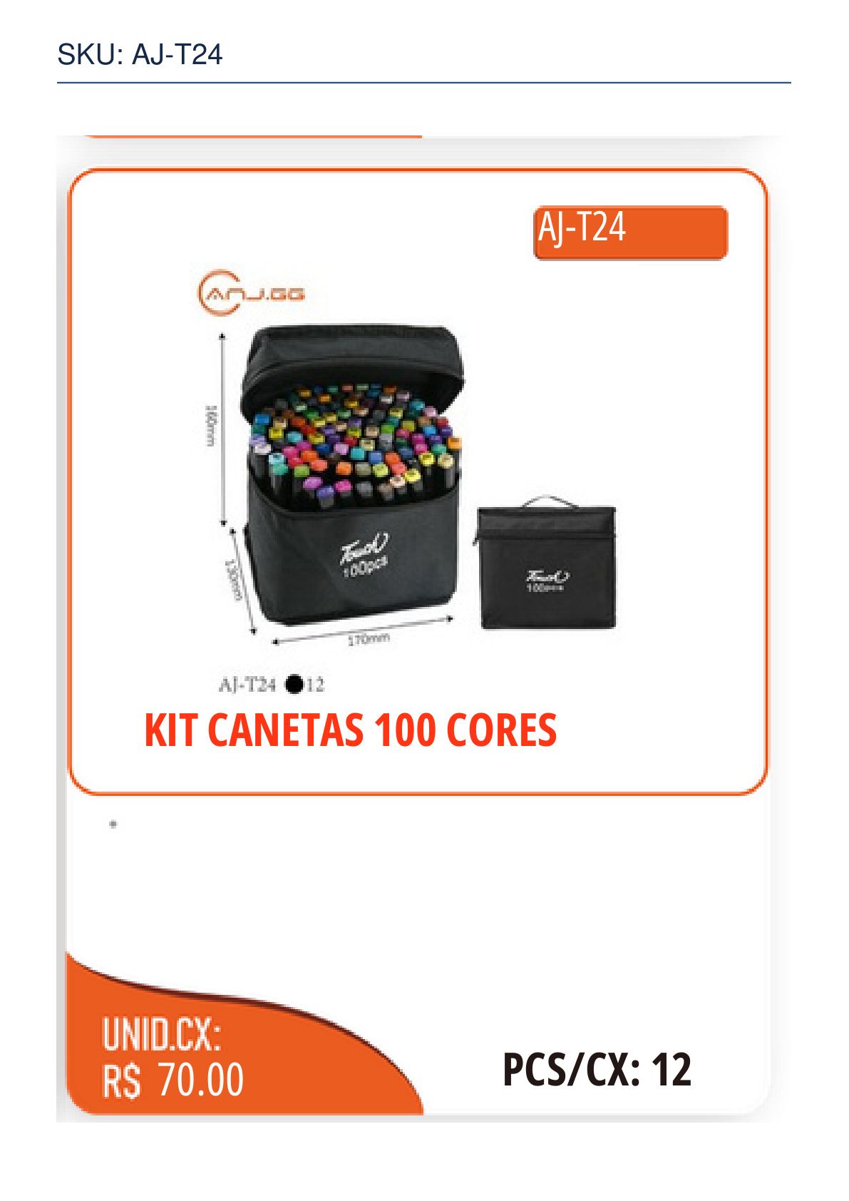 KIT CANETAS 100 CORES