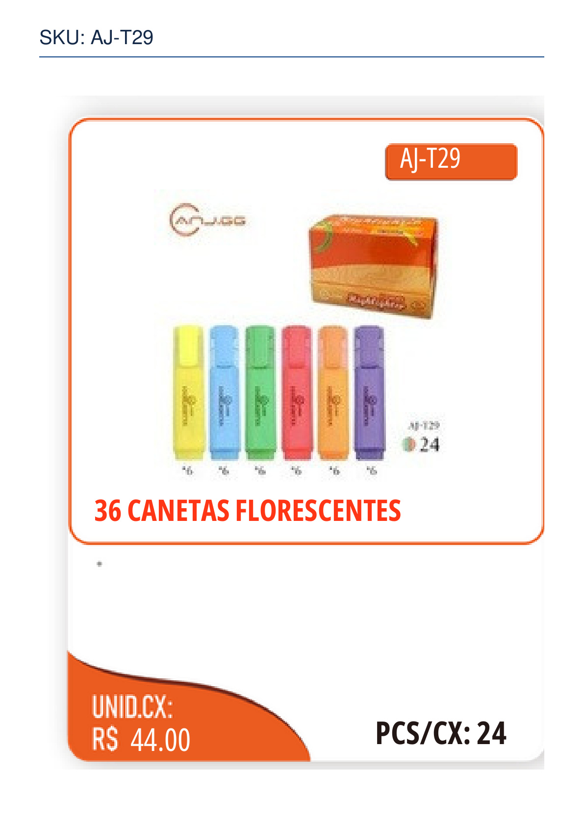36 CANETAS FLORESCENTES