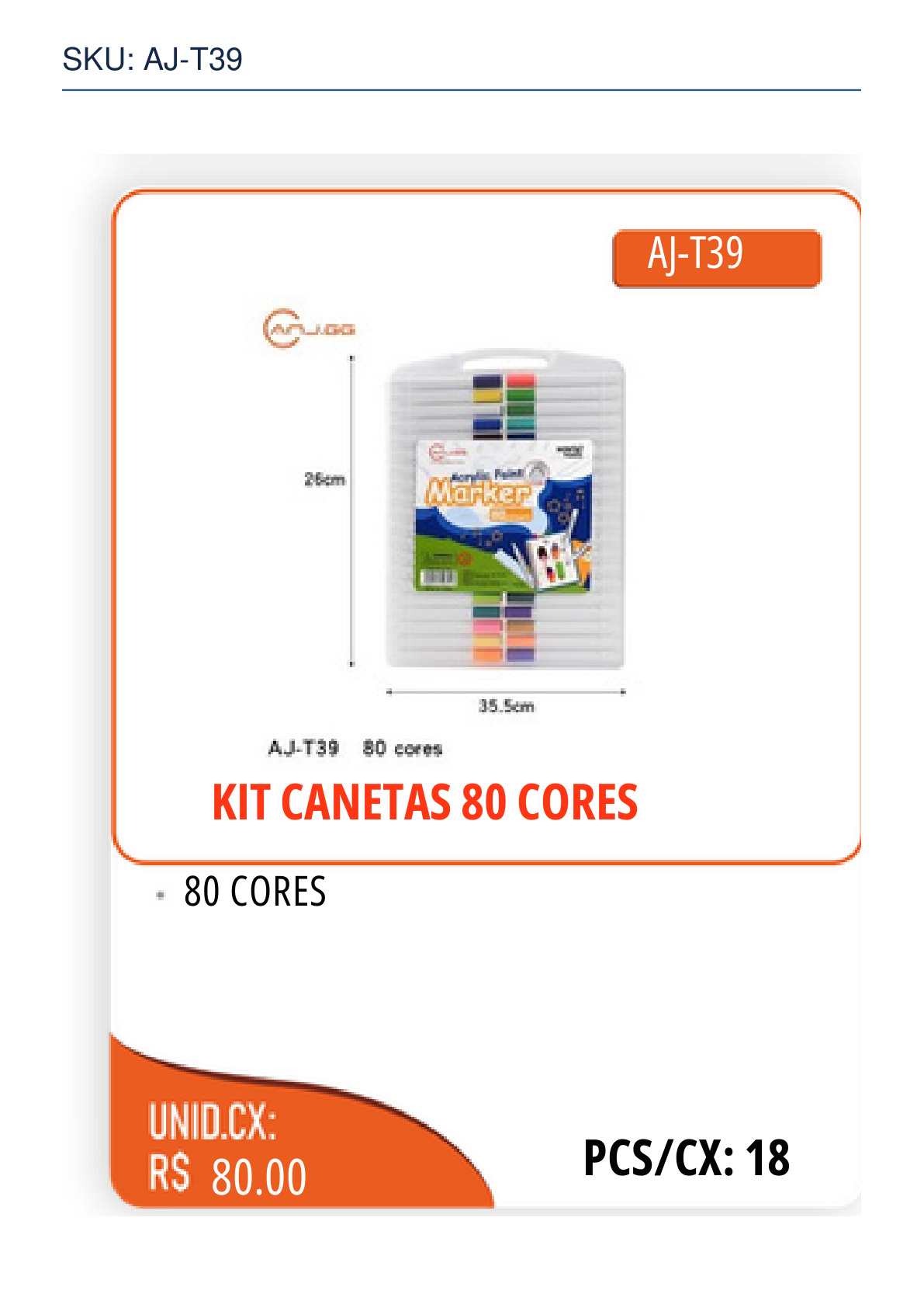 KIT CANETAS 80 CORES