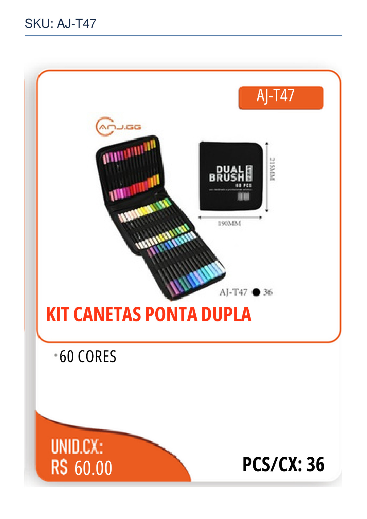 KIT CANETAS PONTA DUPLA