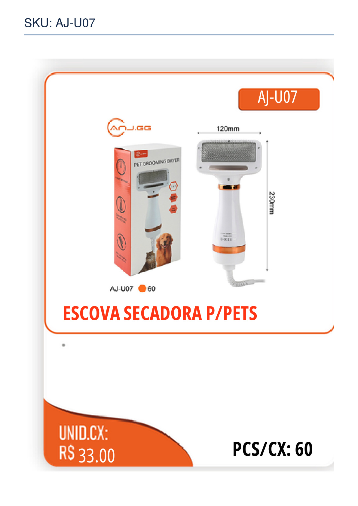 ESCOVA SECADORA P/PETS